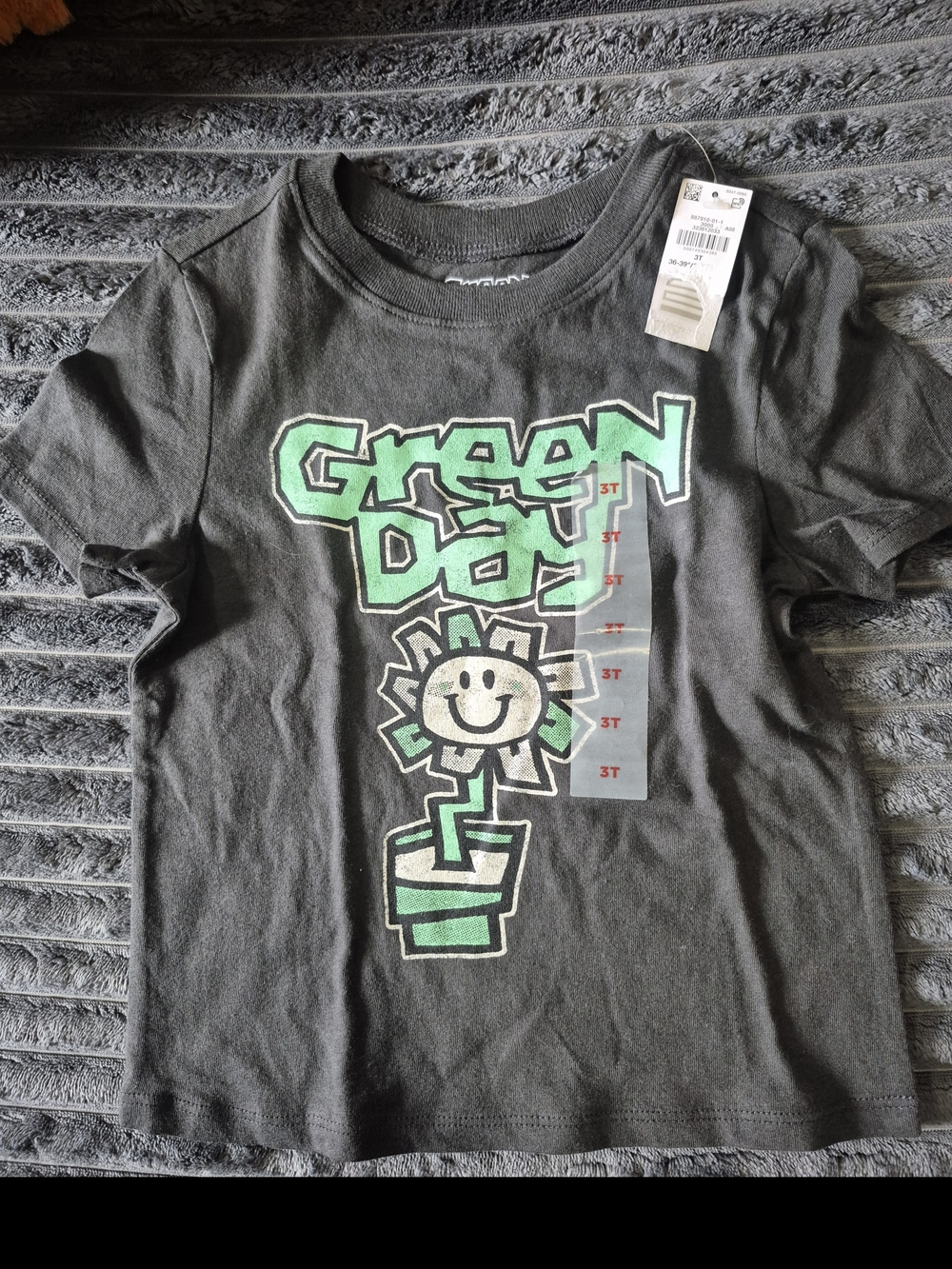 Green Day Graphic Kids Tee - Dark Grey & Green